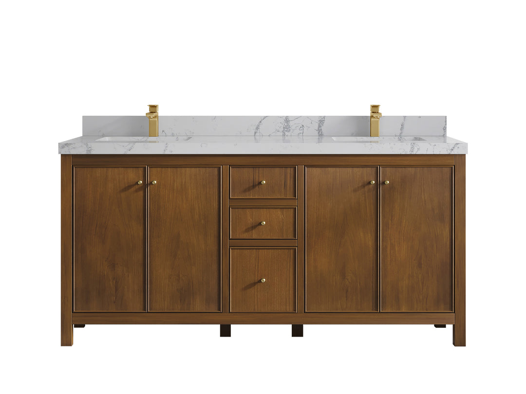 Chicago Teak 72 in. W x 22 in. D Double Sink Bathroom Vanity