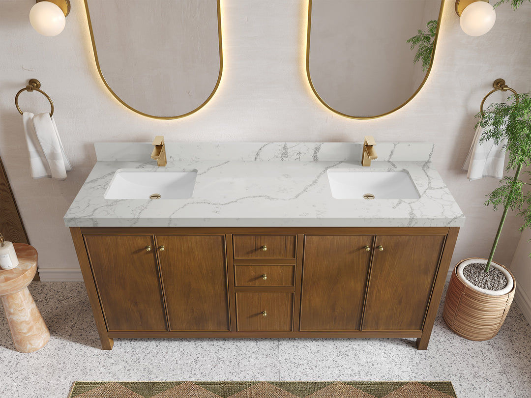Chicago Teak 72 in. W x 22 in. D Double Sink Bathroom Vanity