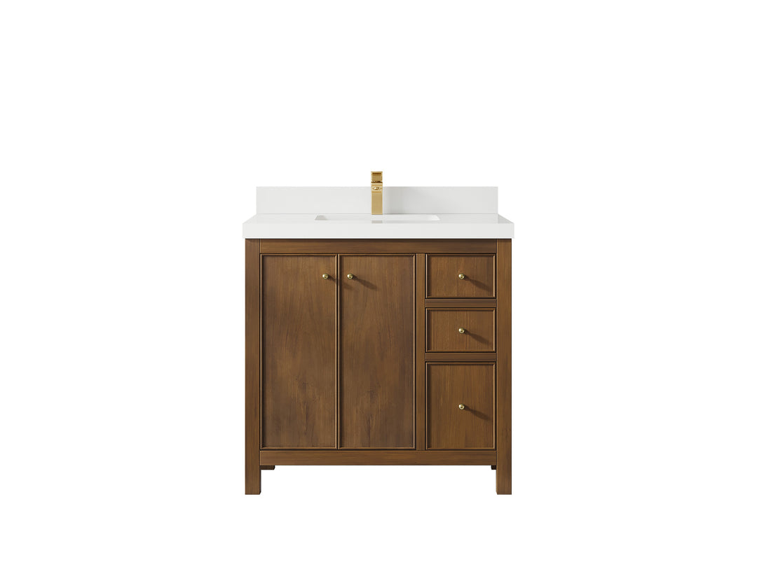 Chicago Teak 36 in. W x 22 in. D Center Sink Bathroom Vanity