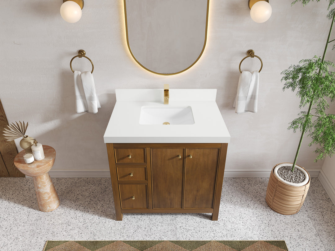 Chicago Teak 36 in. W x 22 in. D Center Sink Bathroom Vanity
