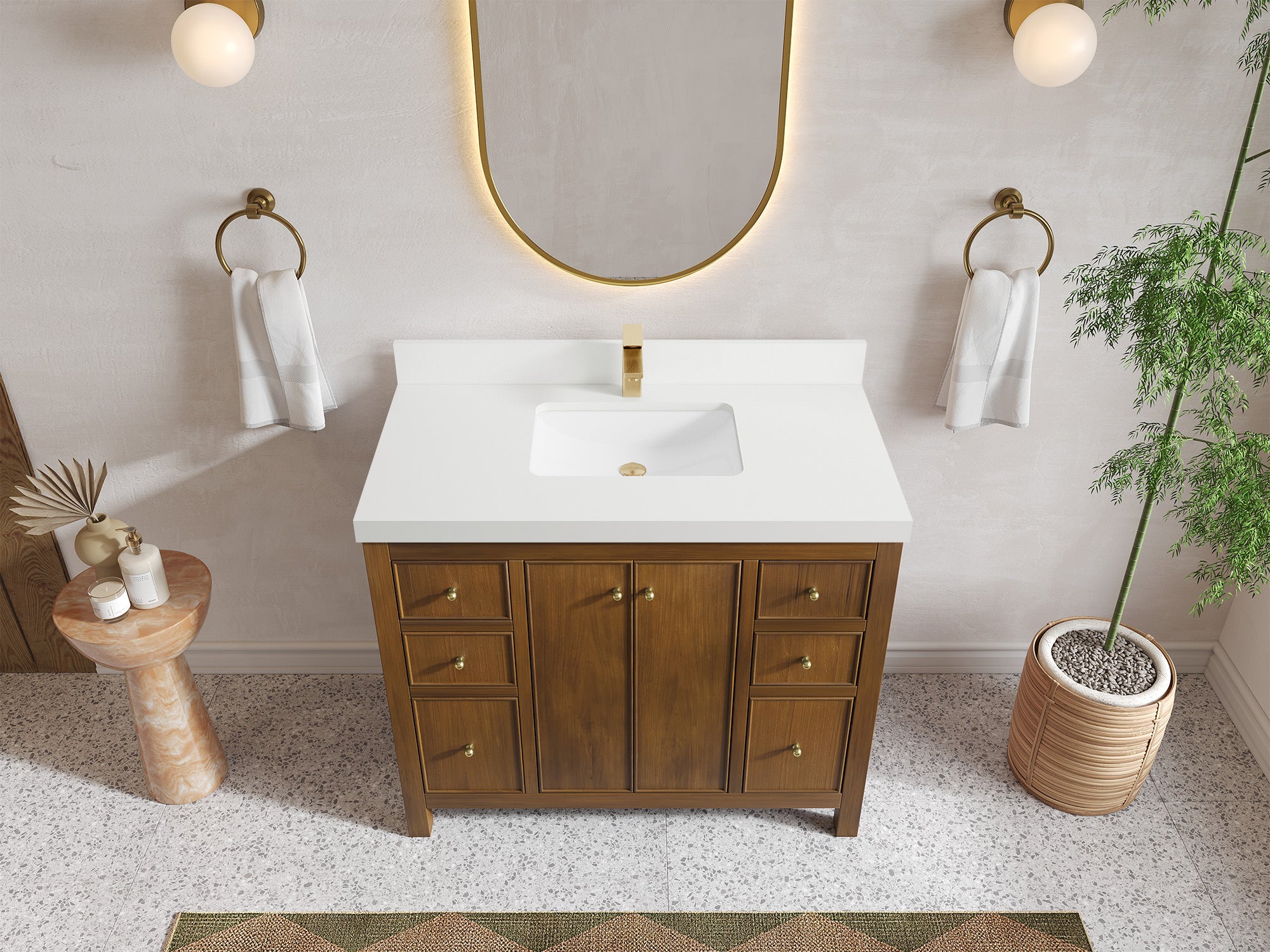 Chicago Teak 42 in. W x 22 in. D Single Sink Bathroom Vanity