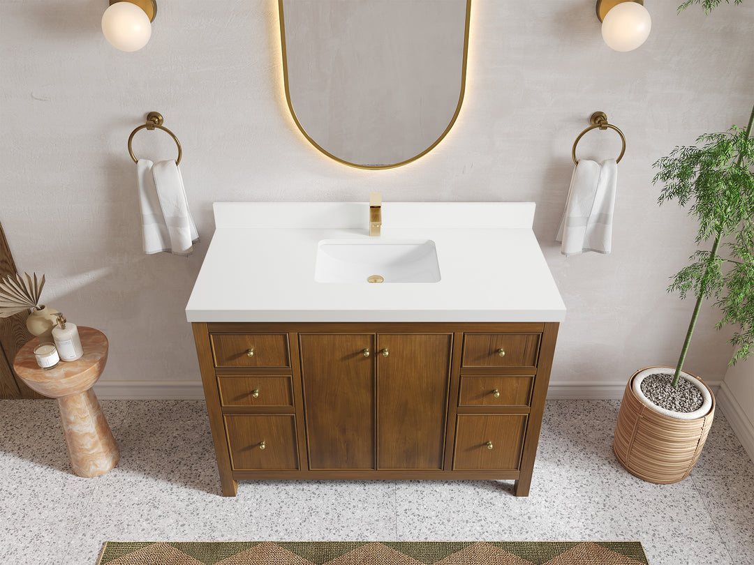 Chicago Teak 48 in. W x 22 in. D Single Sink Bathroom Vanity