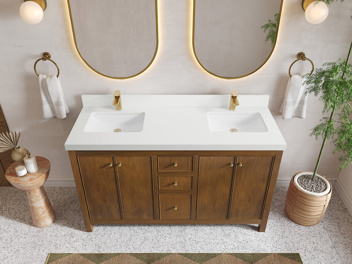 Chicago Teak 60 in. W x 22 in. D Double Sink Bathroom Vanity - photo 42