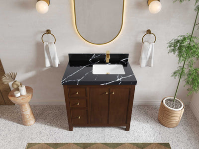 Chicago Teak 36 in. W x 22 in. D Right Offset Sink Bathroom Vanity