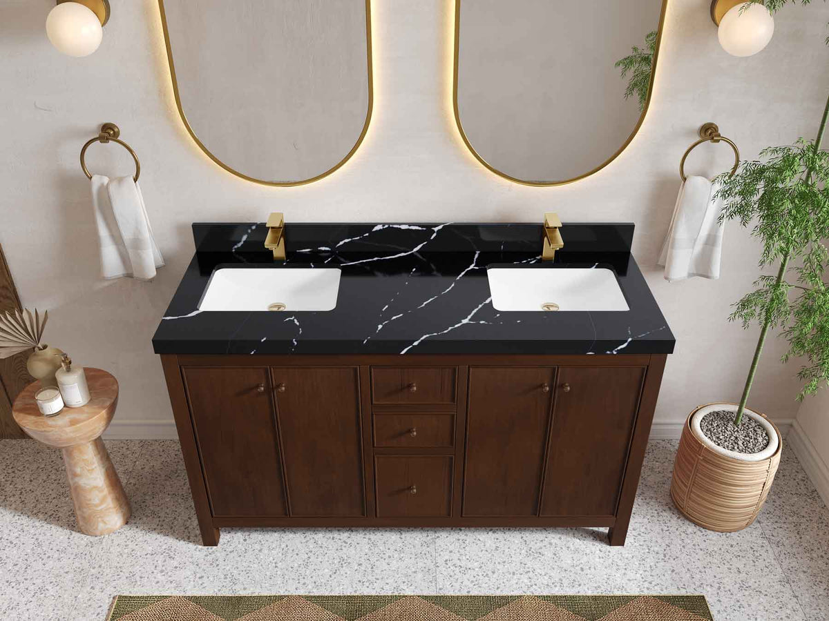 Chicago Teak 60 in. W x 22 in. D Double Sink Bathroom Vanity