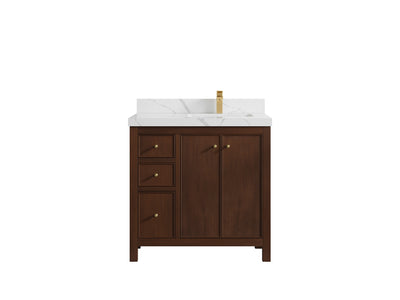 Chicago Teak 36 in. W x 22 in. D Right Offset Sink Bathroom Vanity