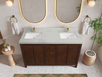 Chicago Teak 60 in. W x 22 in. D Double Sink Bathroom Vanity