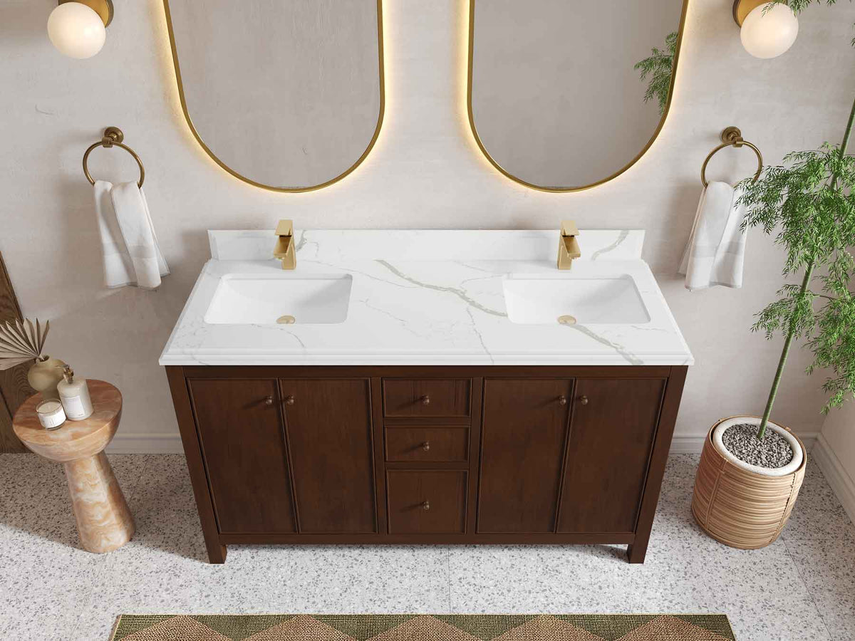 Chicago Teak 60 in. W x 22 in. D Double Sink Bathroom Vanity