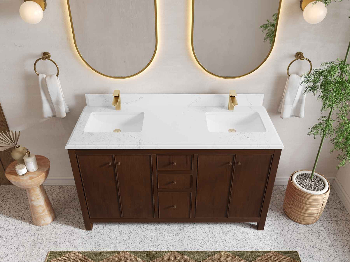 Chicago Teak 60 in. W x 22 in. D Double Sink Bathroom Vanity