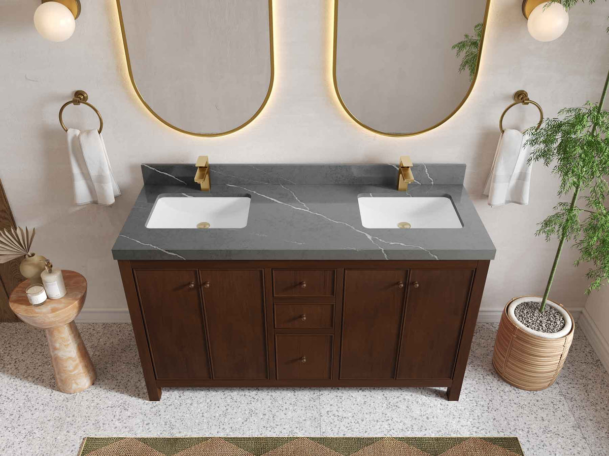 Chicago Teak 60 in. W x 22 in. D Double Sink Bathroom Vanity