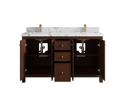 Chicago Teak 36 in. W x 22 in. D Right Offset Sink Bathroom Vanity