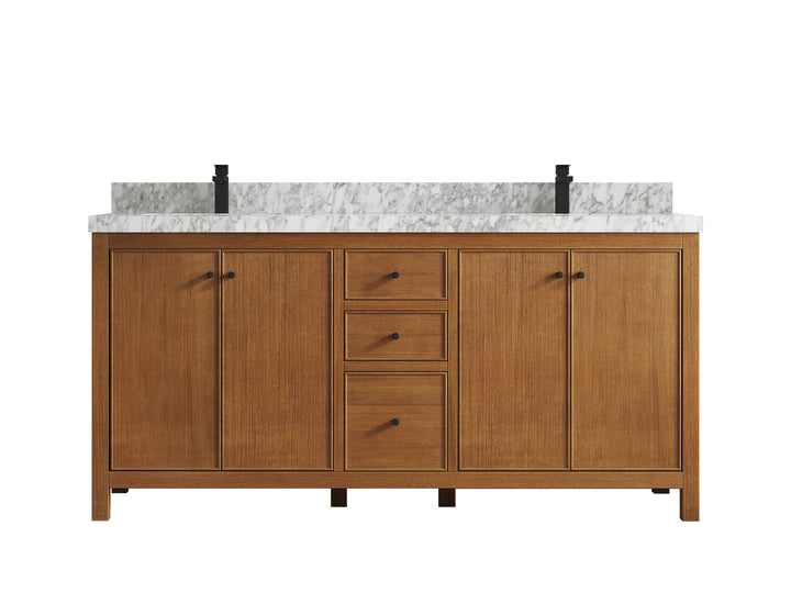 Chicago Veneer Teak 72 in. W x 22 in. D Double Sink Bathroom Vanity - photo 11