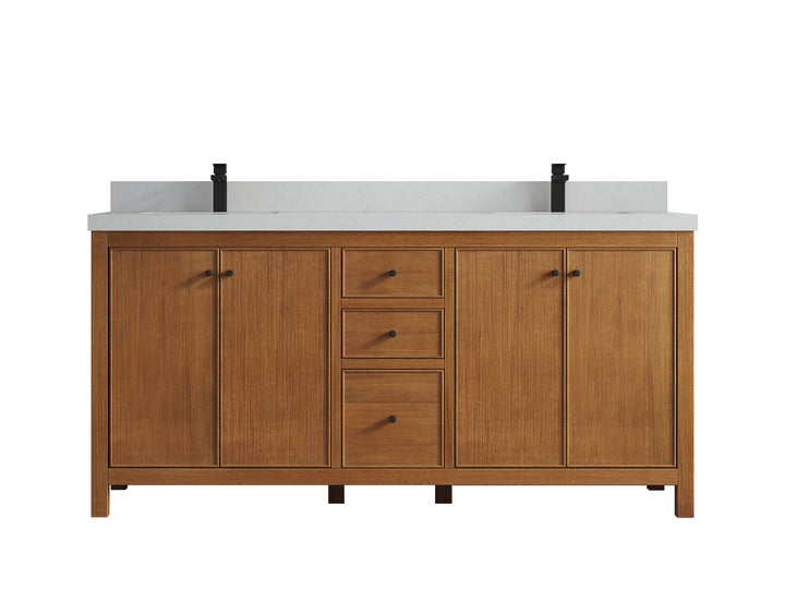 Chicago Veneer Teak 72 in. W x 22 in. D Double Sink Bathroom Vanity - photo 13