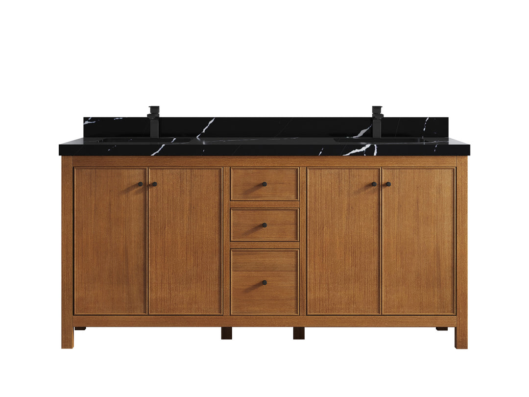 Chicago Veneer Teak 72 in. W x 22 in. D Double Sink Bathroom Vanity