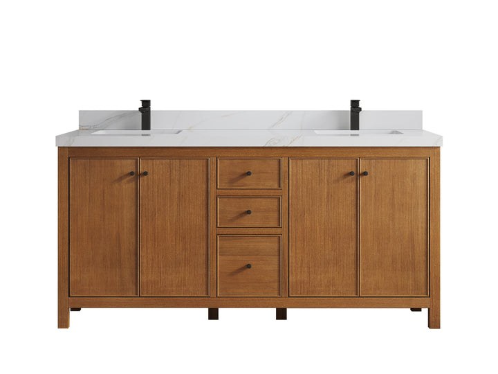 Chicago Veneer Teak 72 in. W x 22 in. D Double Sink Bathroom Vanity - photo 21