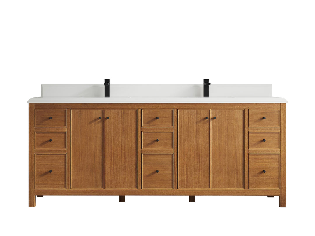 Chicago Veneer Teak 84 in. W x 22 in. D Double Sink Bathroom Vanity