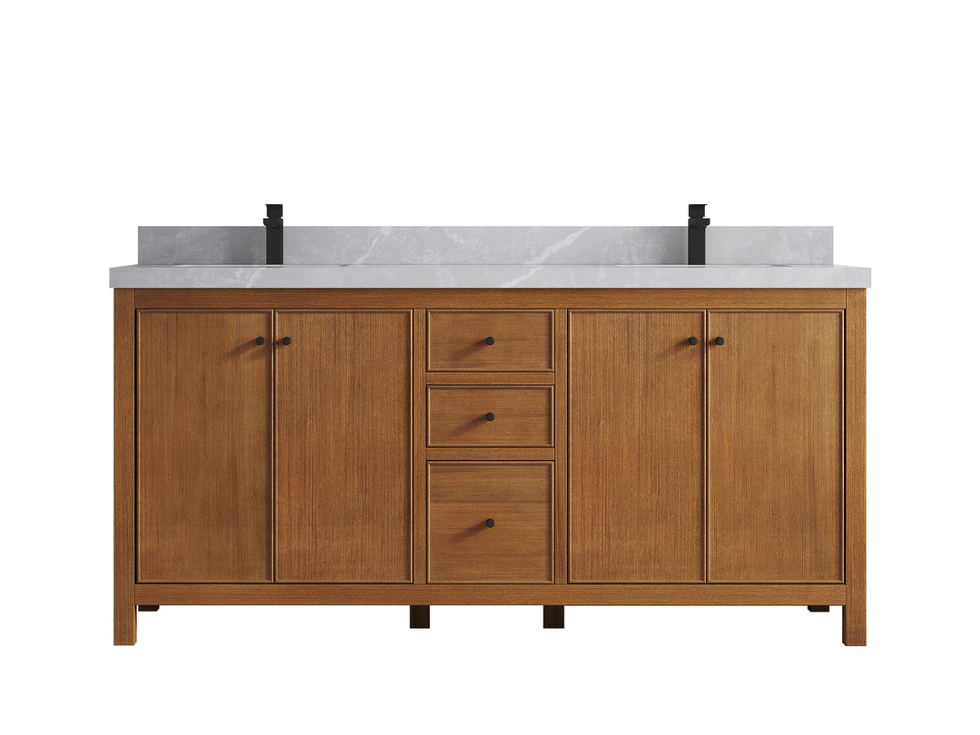 Chicago Veneer Teak 72 in. W x 22 in. D Double Sink Bathroom Vanity
