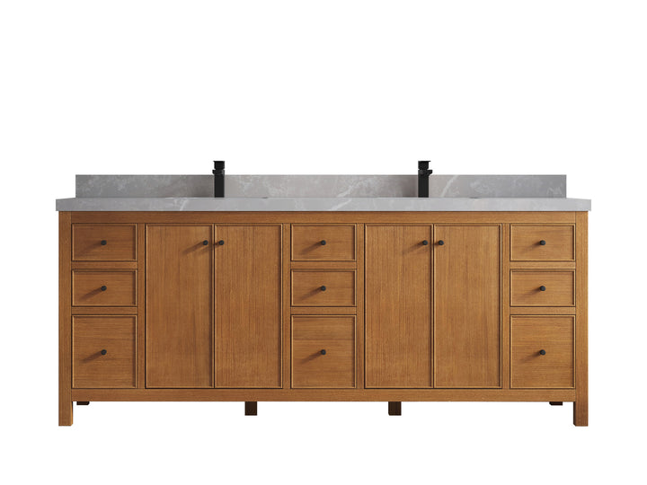 Chicago Veneer Teak 84 in. W x 22 in. D Double Sink Bathroom Vanity - photo 31