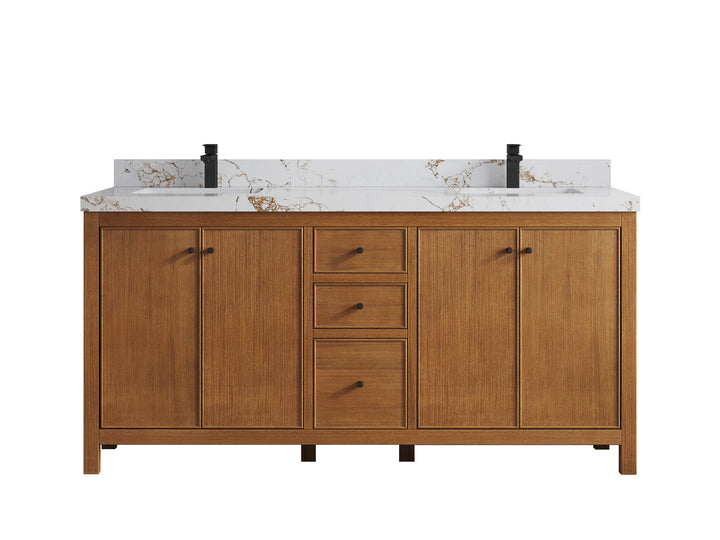 Chicago Veneer Teak 72 in. W x 22 in. D Double Sink Bathroom Vanity - photo 37