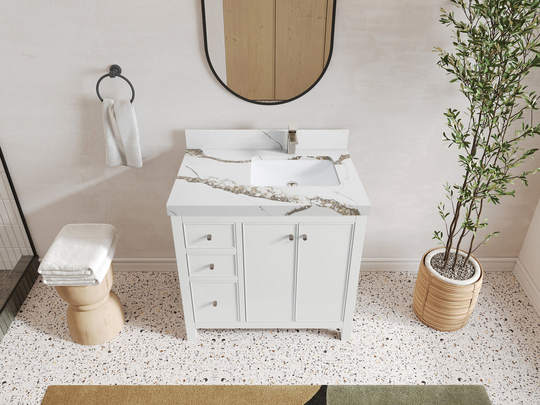 Chicago 36 in. W x 22 in. D Right Offset Sink Bathroom Vanity