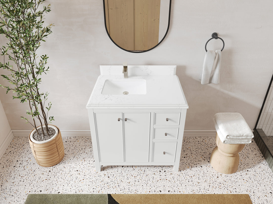 Chicago 36 in. W x 22 in. D Left Offset Sink Bathroom Vanity