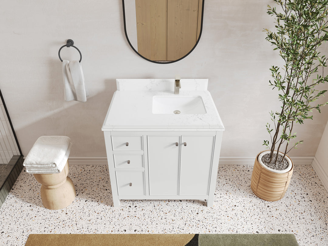 Chicago 36 in. W x 22 in. D Right Offset Sink Bathroom Vanity