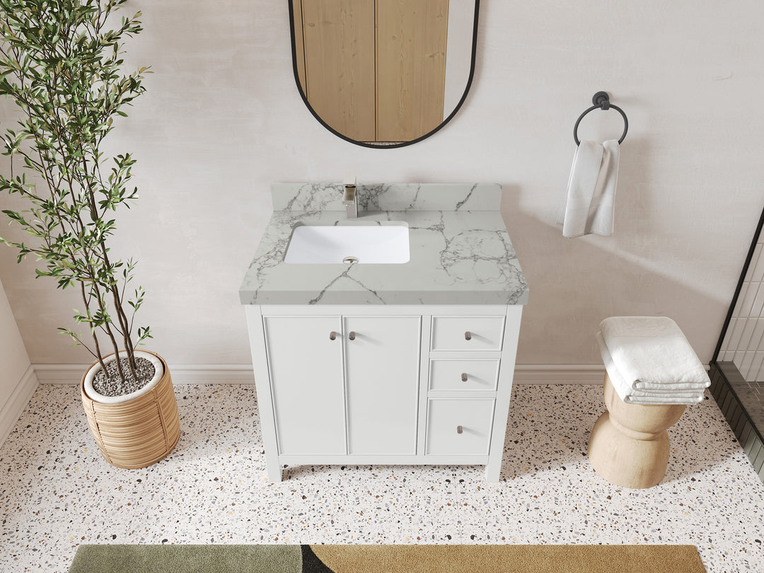 Chicago 36 in. W x 22 in. D Left Offset Sink Bathroom Vanity