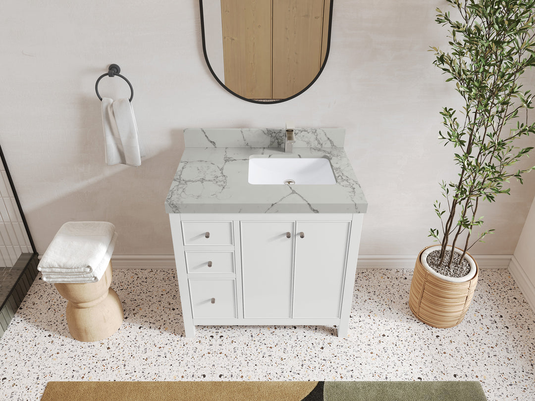 Chicago 36 in. W x 22 in. D Right Offset Sink Bathroom Vanity