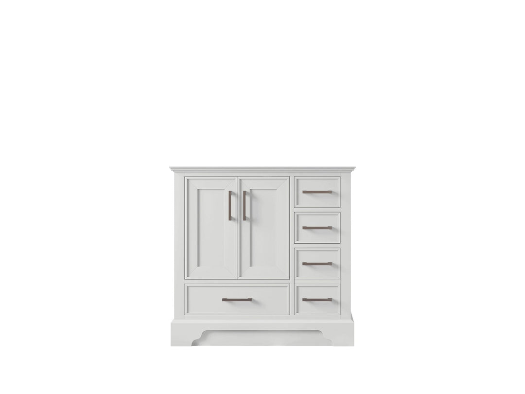Charlotte 36 in. W x 22 in. D Left Offset Sink Bathroom Vanity in White with countertop - Cabinet Only