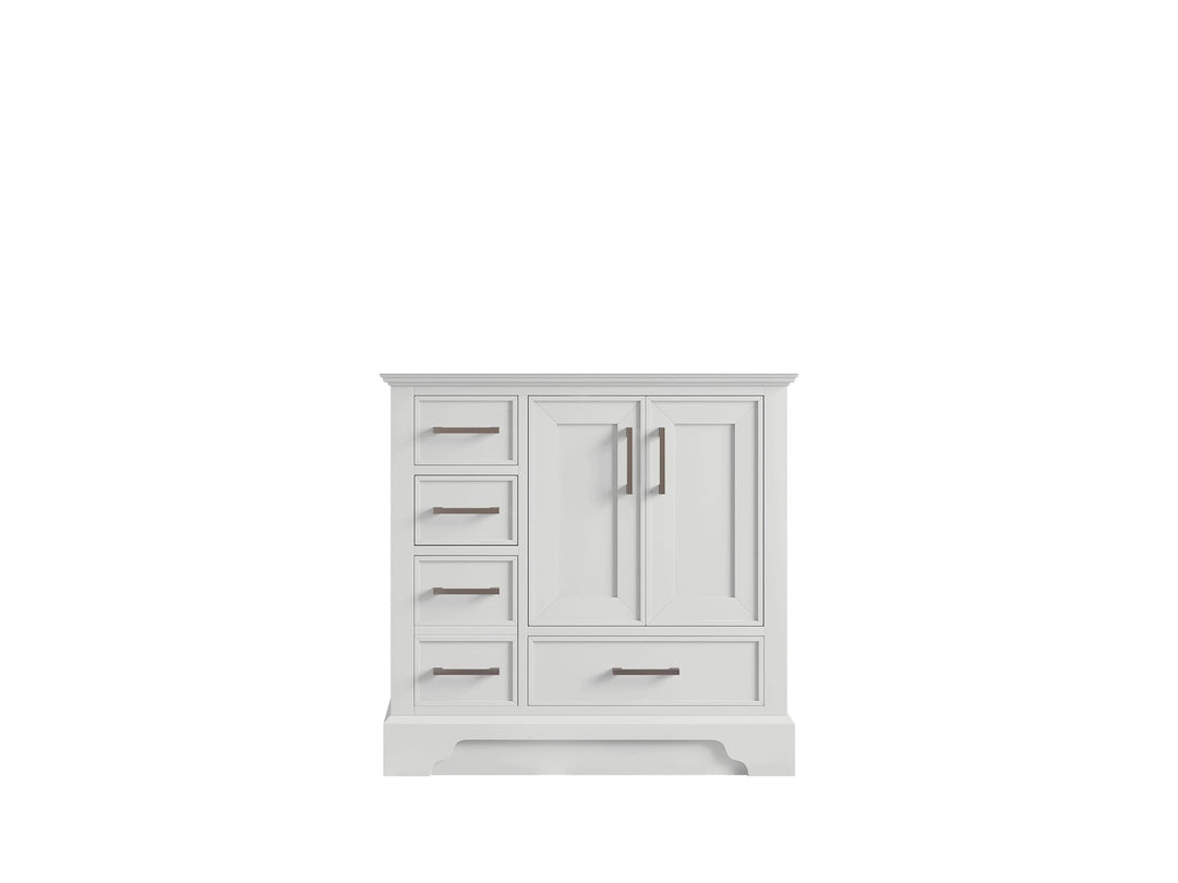Charlotte 36 in. W x 22 in. D Right Offset Sink Bathroom Vanity in White with countertop - Cabinet Only