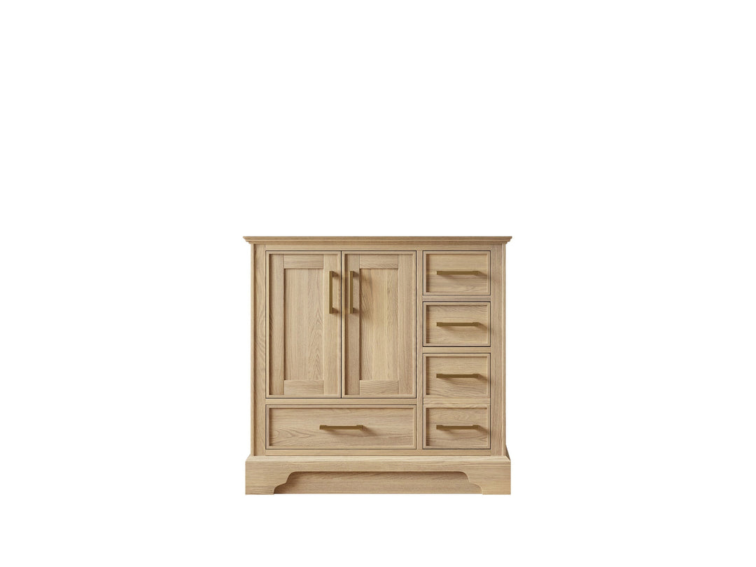 Charlotte White Oak 36 in. W x 22 in. D Left Offset Sink Bathroom Vanity - Cabinet Only