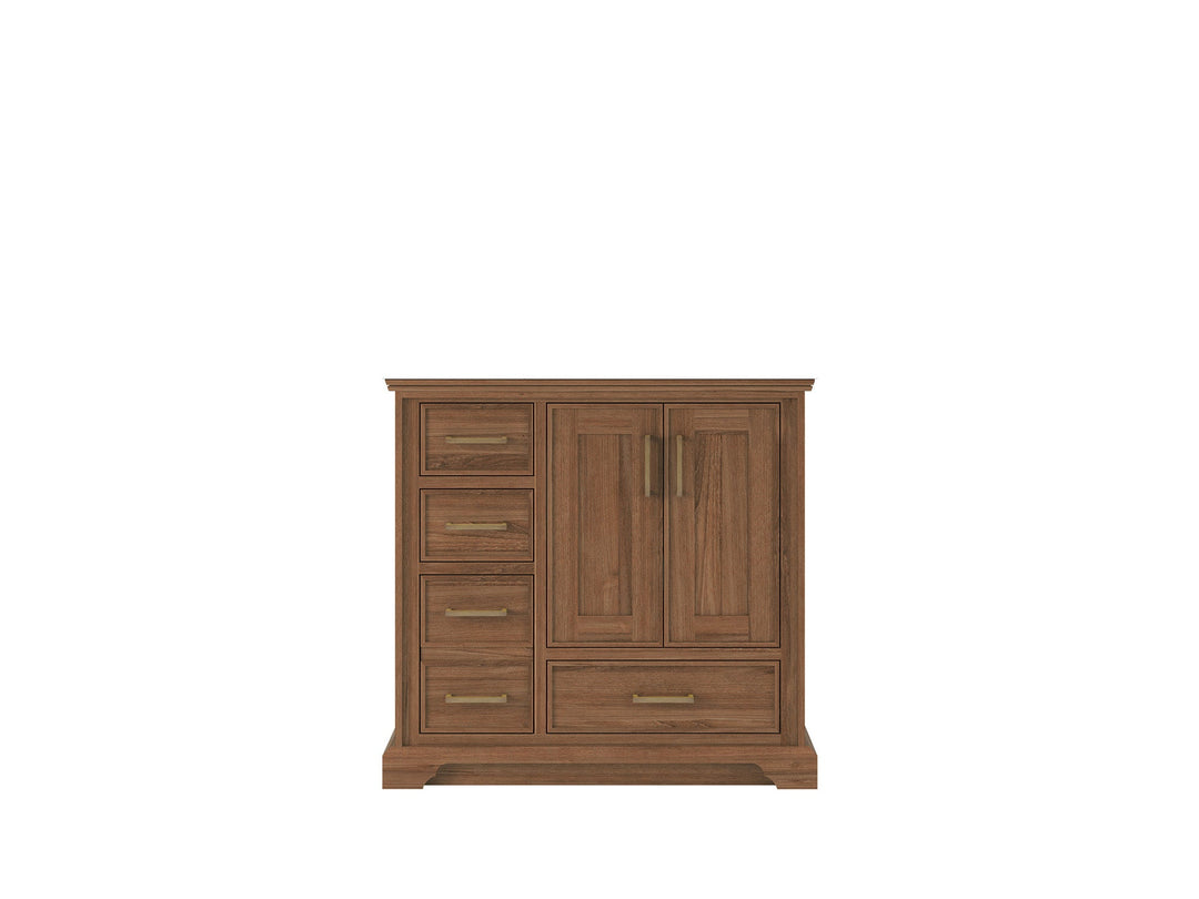 Charlotte Teak 36 in. W x 22 in. D Right Offset Sink Bathroom Vanity in Dark Natural - Cabinet Only
