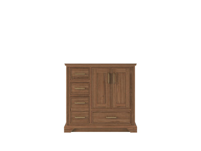 Charlotte Teak 36 in. W x 22 in. D Right Offset Sink Bathroom Vanity in Dark Natural - Cabinet Only