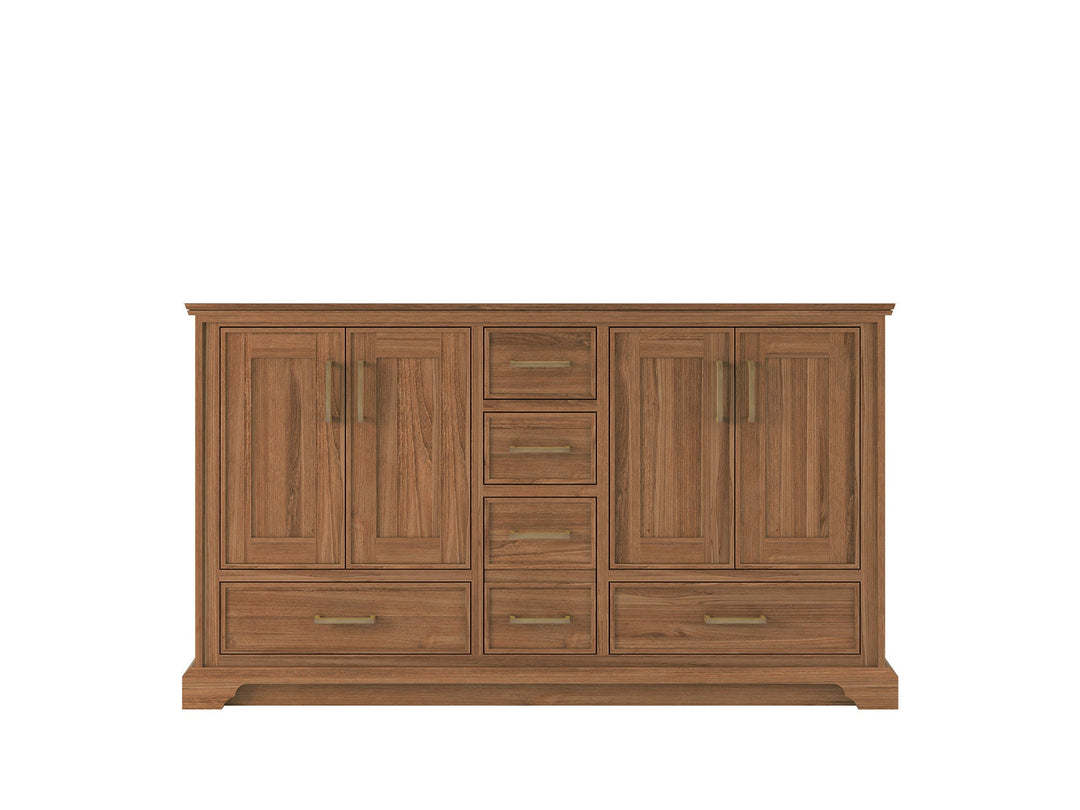 Charlotte Teak 60 in. W x 22 in. D Double Sink Bathroom Vanity in Dark Natural - Cabinet Only