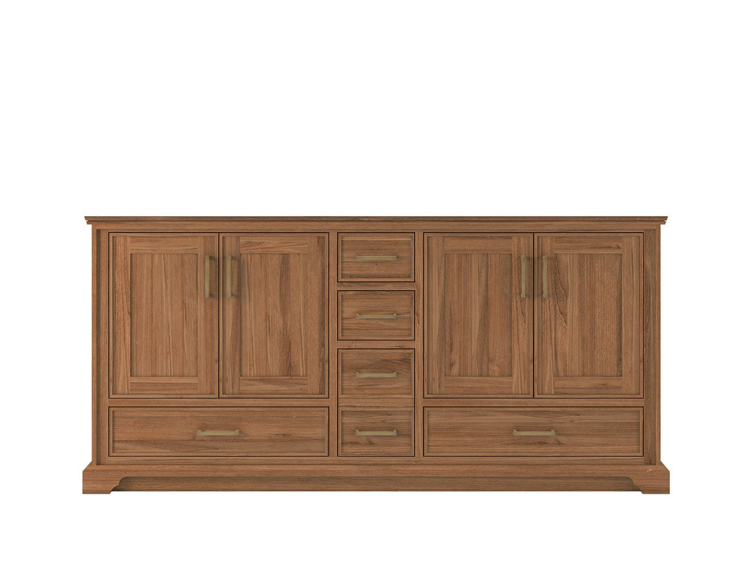 Charlotte Teak 72 in. W x 22 in. D Double Sink Bathroom Vanity in Dark Natural - Cabinet Only