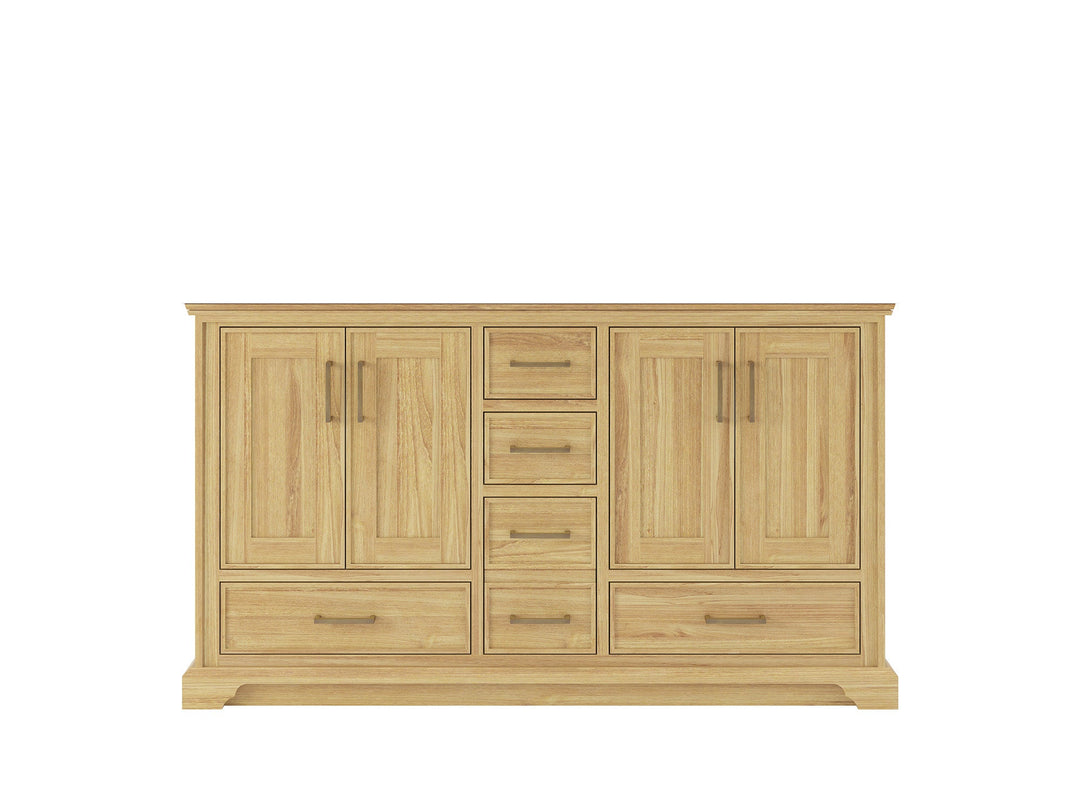 Charlotte Teak 60 in. W x 22 in. D Double Sink Bathroom Vanity in Light Natural - Cabinet Only