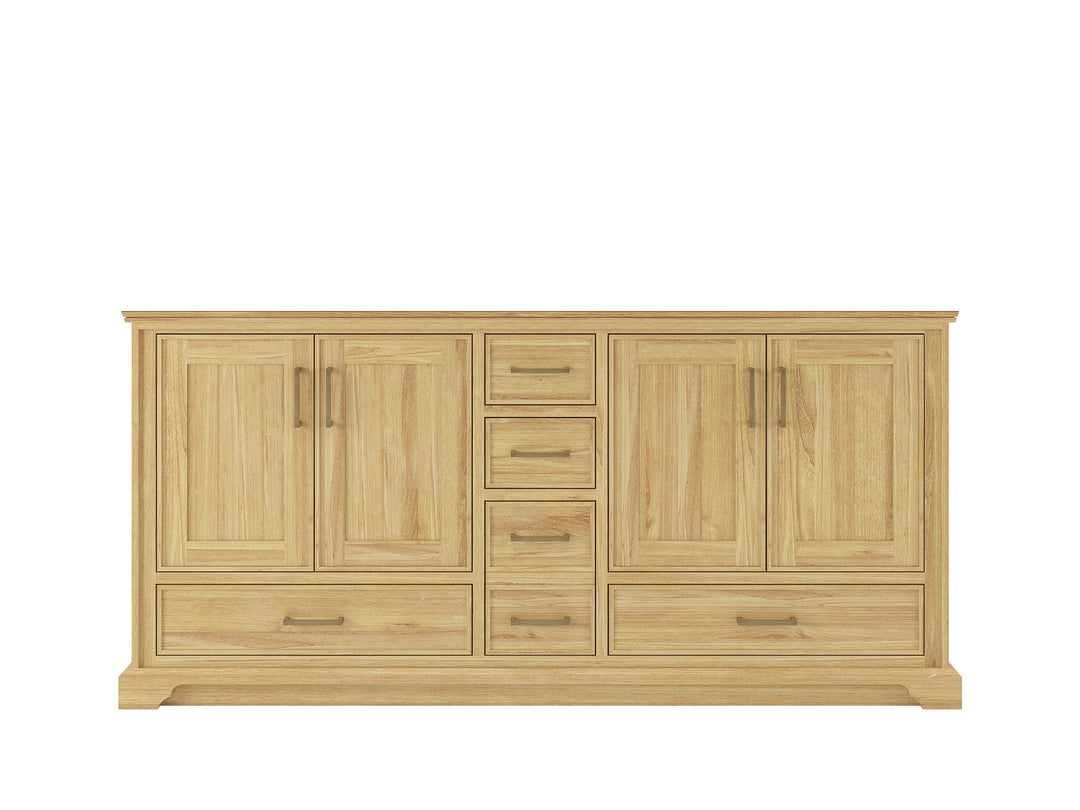 Charlotte Teak 72 in. W x 22 in. D Double Sink Bathroom Vanity in Light Natural - Cabinet Only