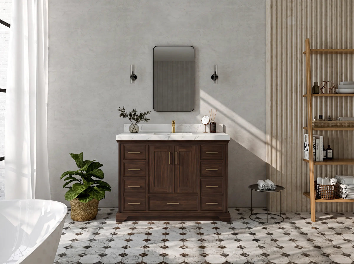 Charlotte 48 in. W x 22 in. D Single Sink Bathroom Teak Wood Vanity