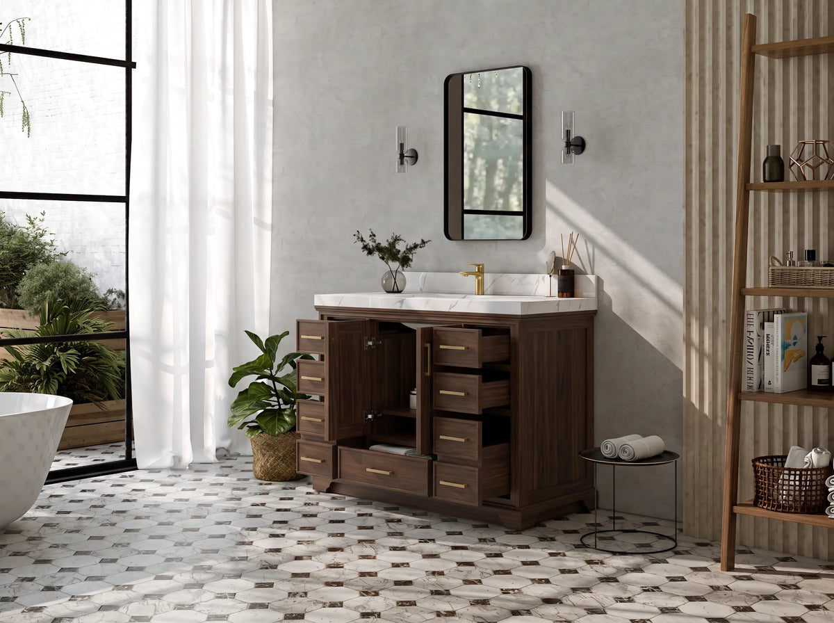 Charlotte 48 in. W x 22 in. D Single Sink Bathroom Teak Wood Vanity