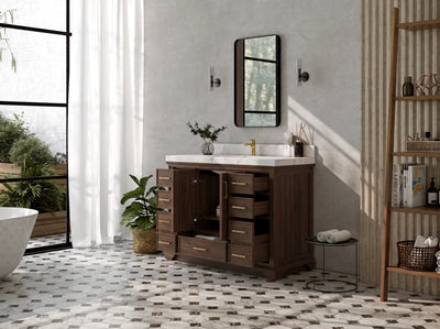 Charlotte 48 in. W x 22 in. D Single Sink Bathroom Teak Wood Vanity