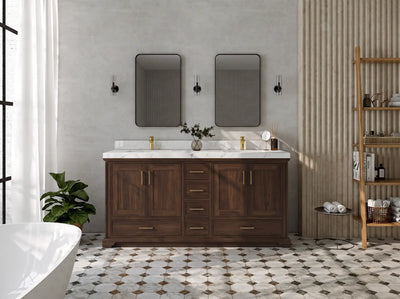 Charlotte Teak Wood 72 in. W x 22 in. D Double Sink Bathroom Vanity