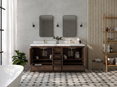 Charlotte Teak Wood 72 in. W x 22 in. D Double Sink Bathroom Vanity