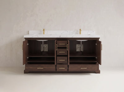 Charlotte Teak Wood 72 in. W x 22 in. D Double Sink Bathroom Vanity