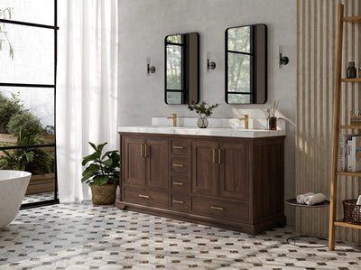 Charlotte Teak Wood 72 in. W x 22 in. D Double Sink Bathroom Vanity