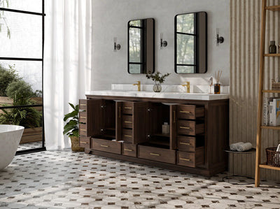 Charlotte Teak Wood 84 in. W x 22 in. D Double Sink Bathroom Vanity