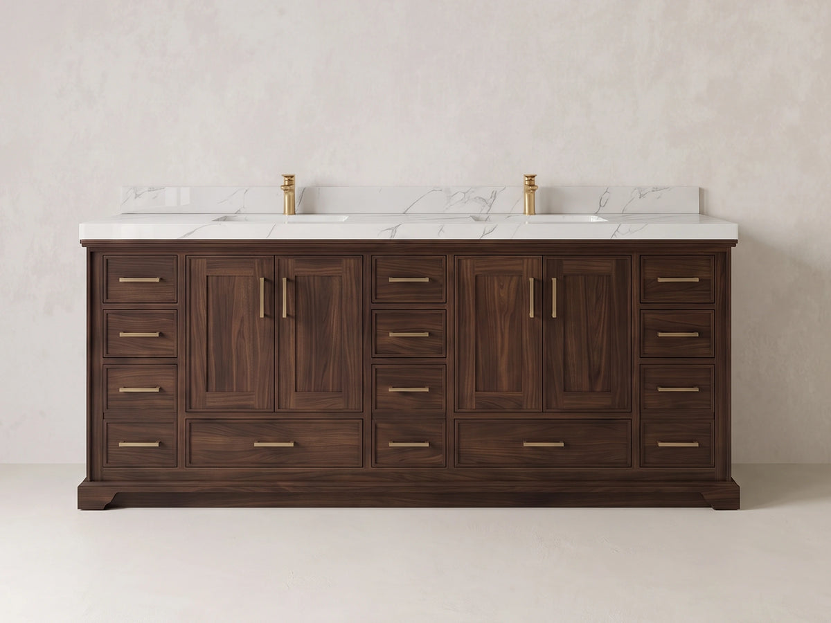Charlotte Teak Wood 84 in. W x 22 in. D Double Sink Bathroom Vanity