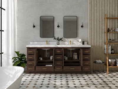 Charlotte Teak Wood 84 in. W x 22 in. D Double Sink Bathroom Vanity