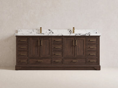 Charlotte Teak Wood 84 in. W x 22 in. D Double Sink Bathroom Vanity