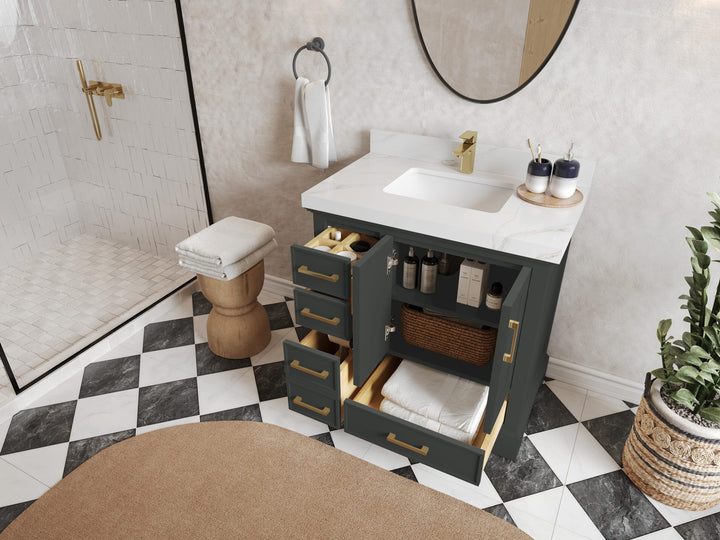 Charlotte 36" W x 22" D Center Sink Vanity for Elegant Bathroom Spaces - photo 3