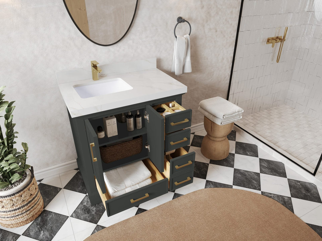 Charlotte 36 in. W x 22 in. D Left Offset Sink Bathroom Vanity